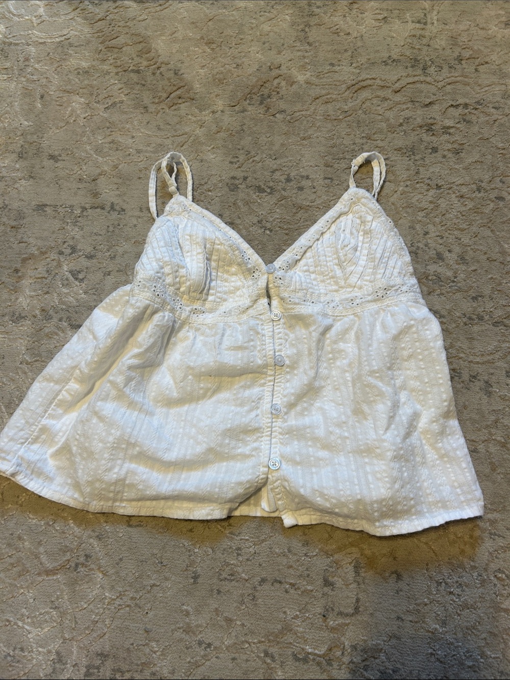 Aeropostale White Eyelet Button-Front Camisole